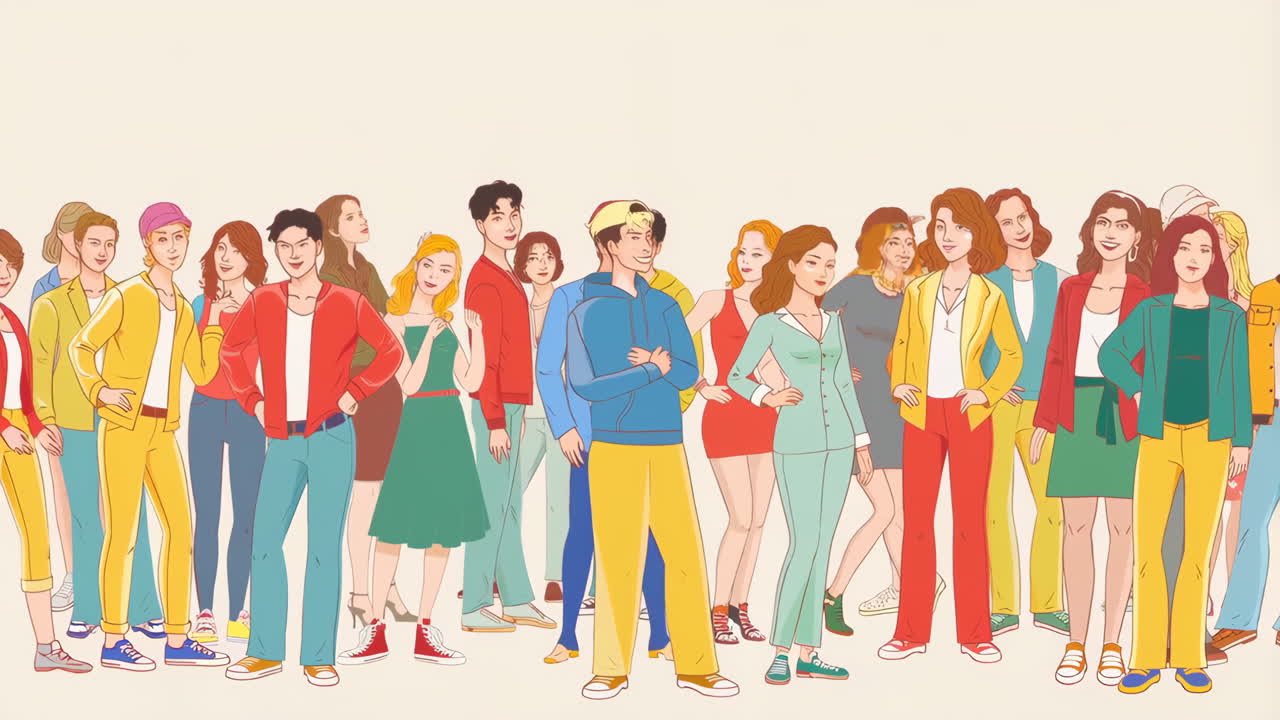 Illustration of a Diverse Group of People Standing