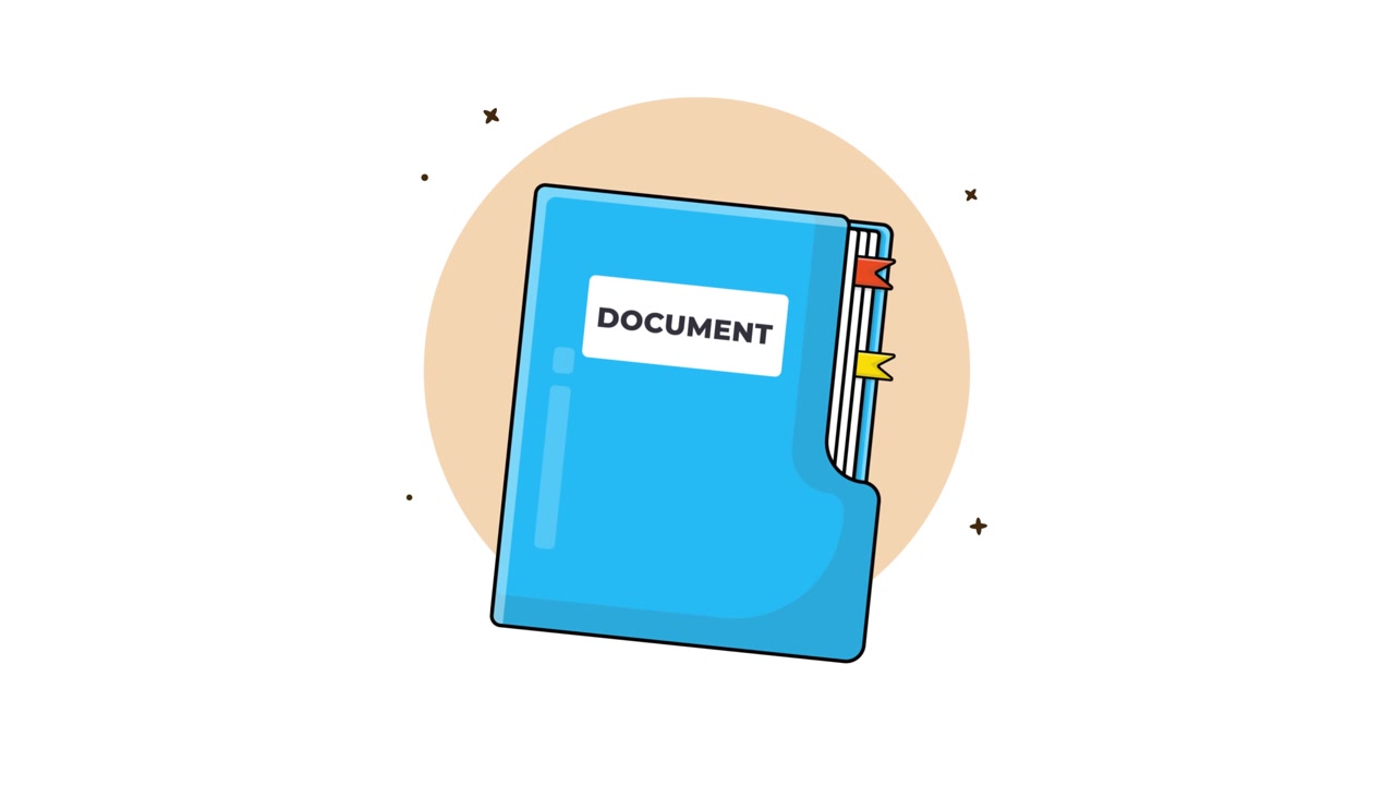 Animated Blue Document Folder with Bookmarks