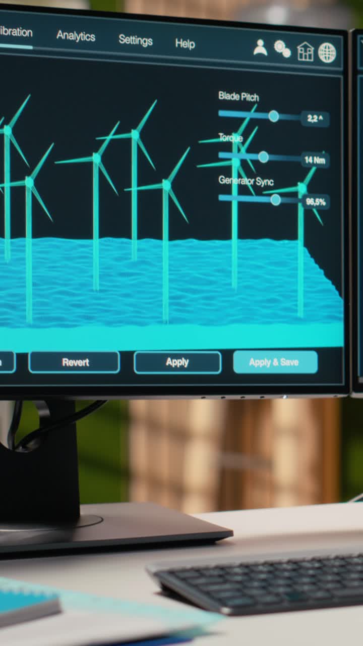 Software interface on PC used for planning wind farm layouts