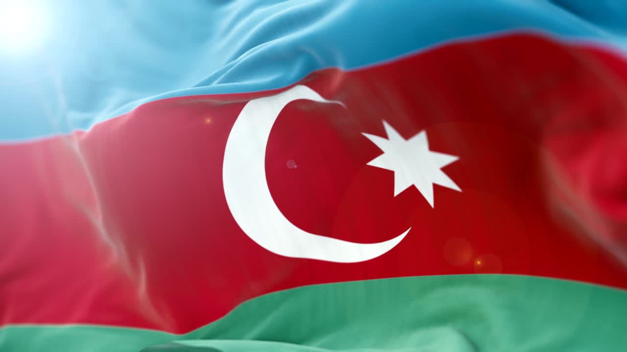 bandera de azerbaiyán agitando lentamente. agitando la bandera de cerca. bucle sin costuras