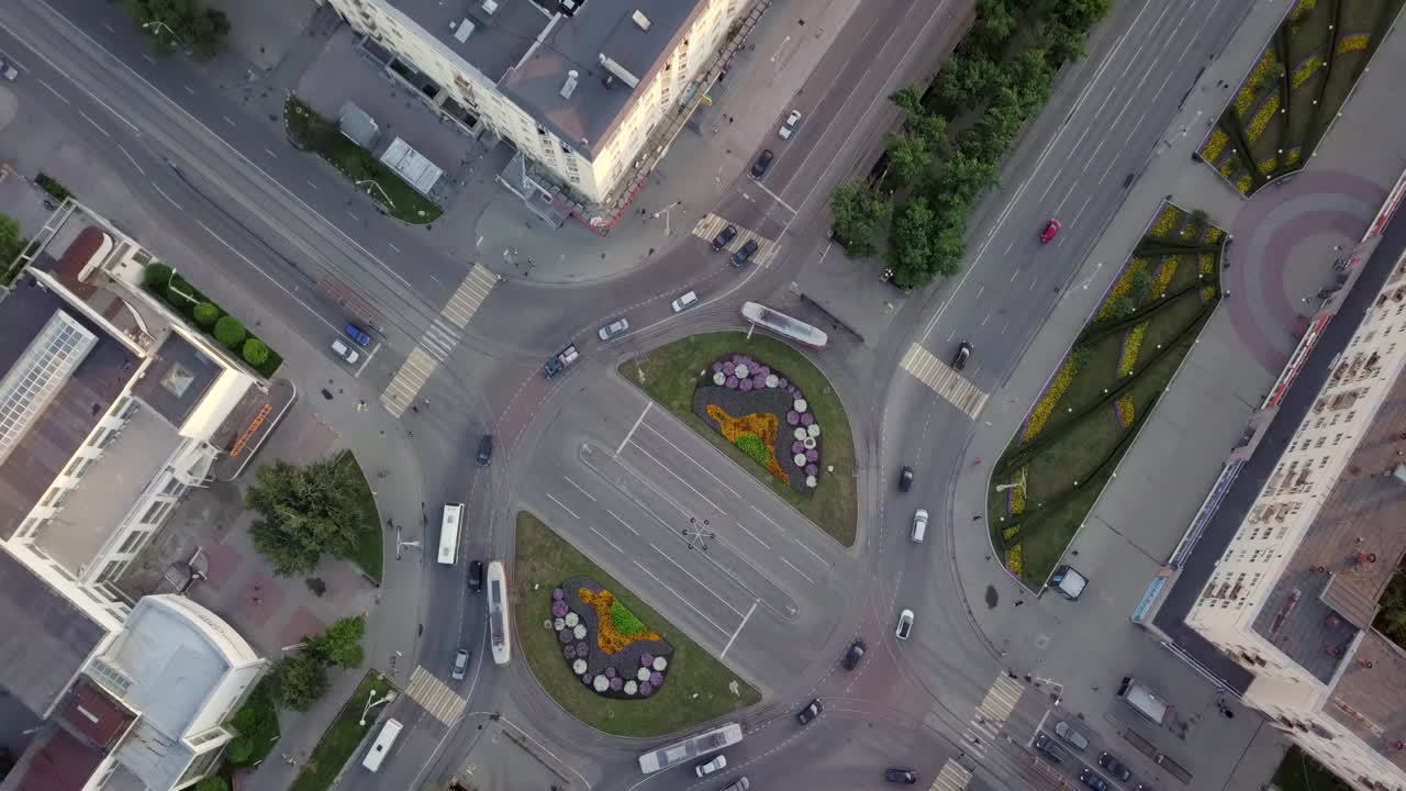 Aerial View of a City Intersection