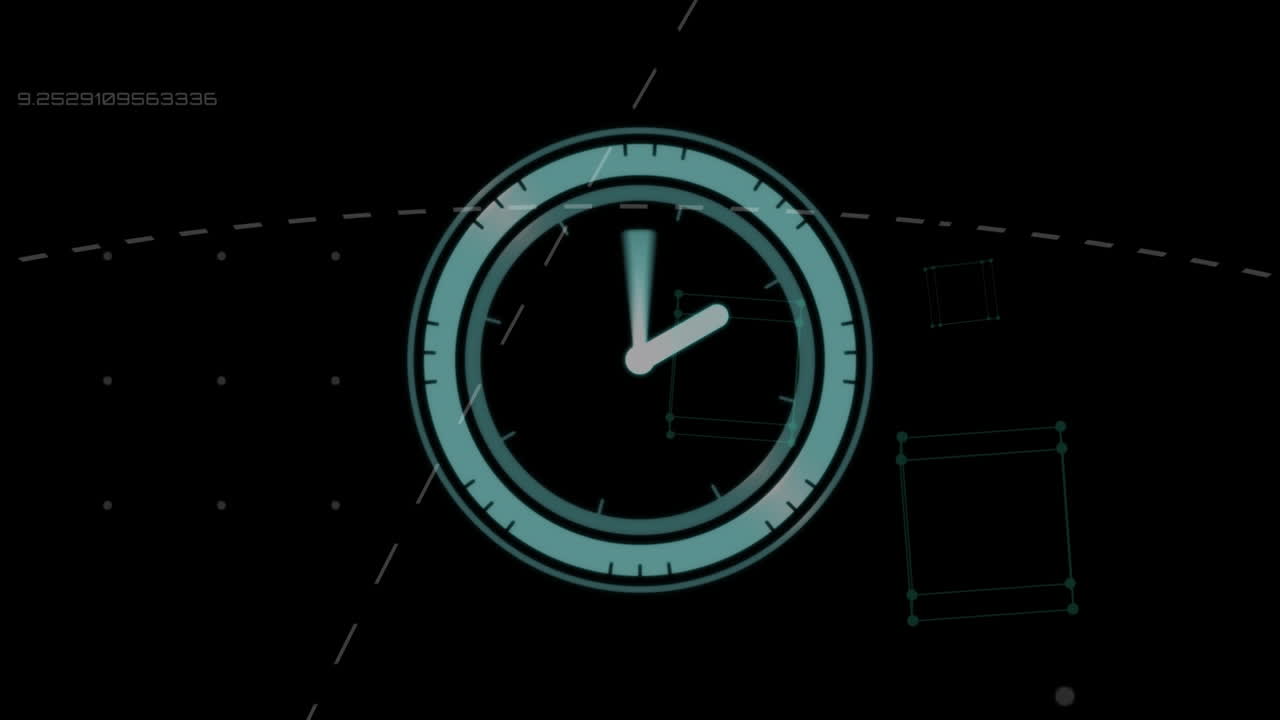 animación del tictac del reloj y la red de conexiones