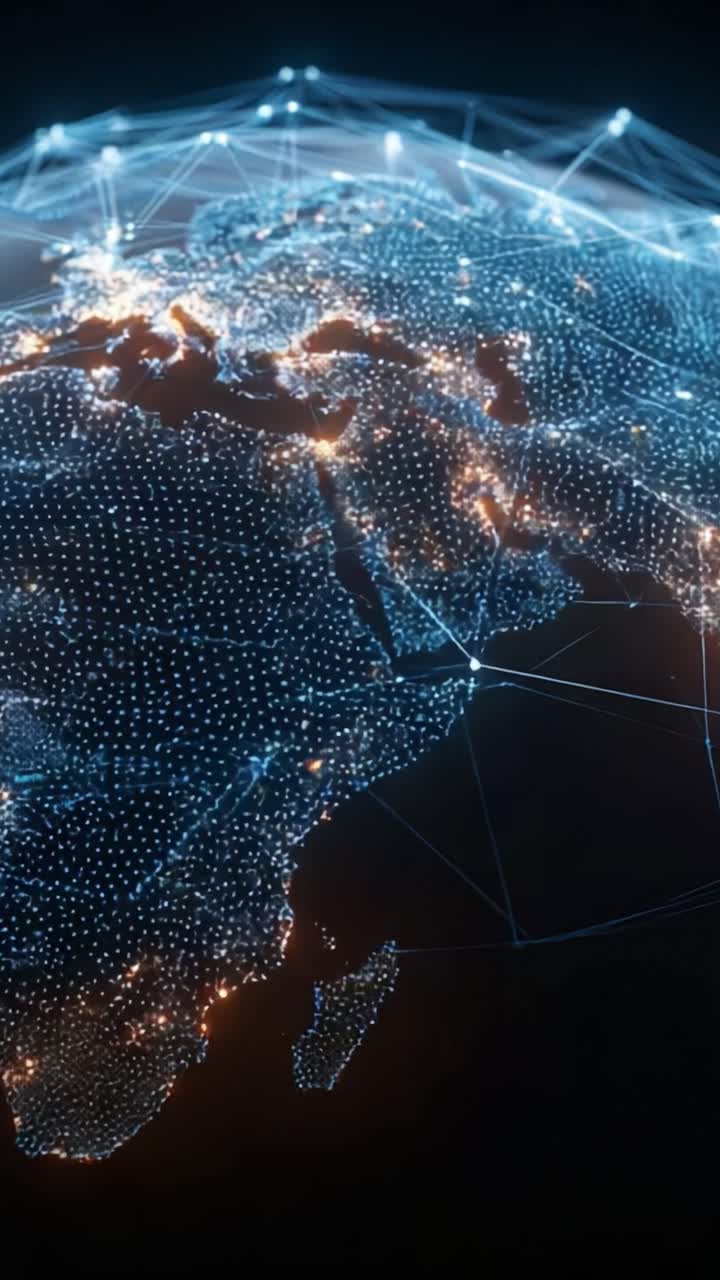 A Stunning Digital Representation of Africa Interconnected with Global Data Networks, Highlighting the Expanding Influence of Technology and Communication Across the Continent