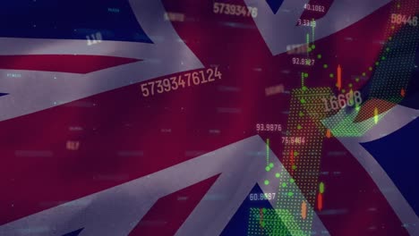 animation of data processing over flag of united kingdom