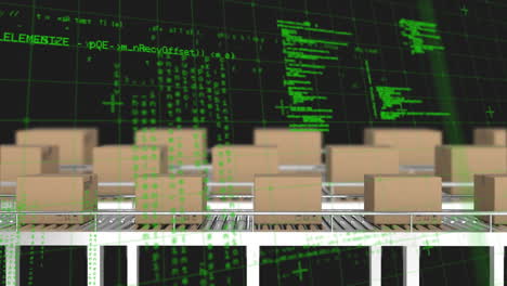 procesamiento de datos a través de la red de red contra múltiples cajas de entrega en la cinta transportadora