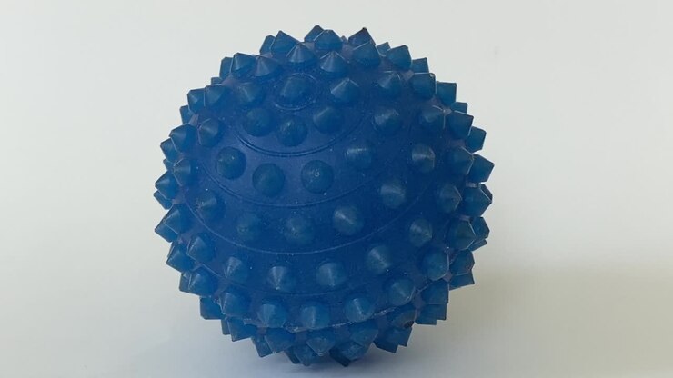 Rubber spiky ball used as pet toy