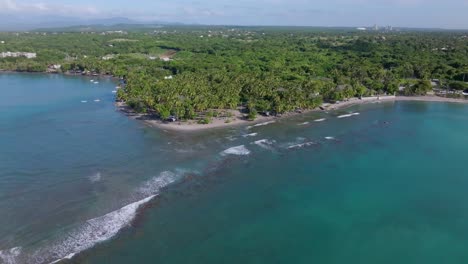 aerial view of beautiful idyllic beach playa palenque on the caribbean sea in san cristobal, dominican republic