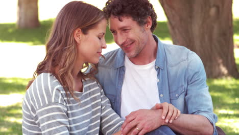 una pareja feliz haciendo un picnic.
