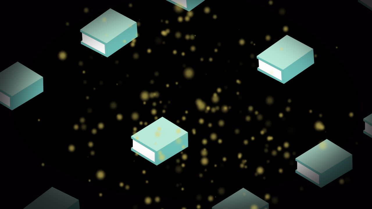 검은색 배경의 파란색 책 위에 반이는 반점의 애니메이션