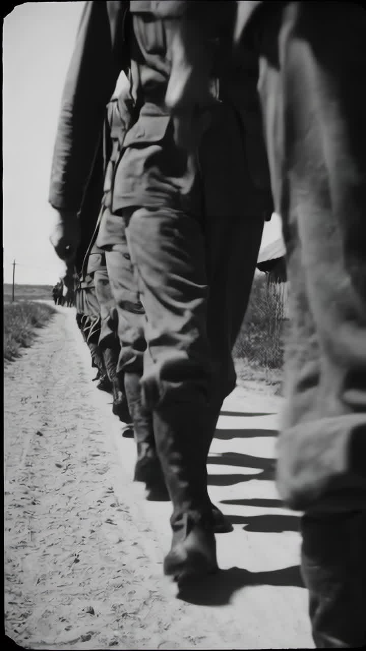 Soldiers Marching in a Row