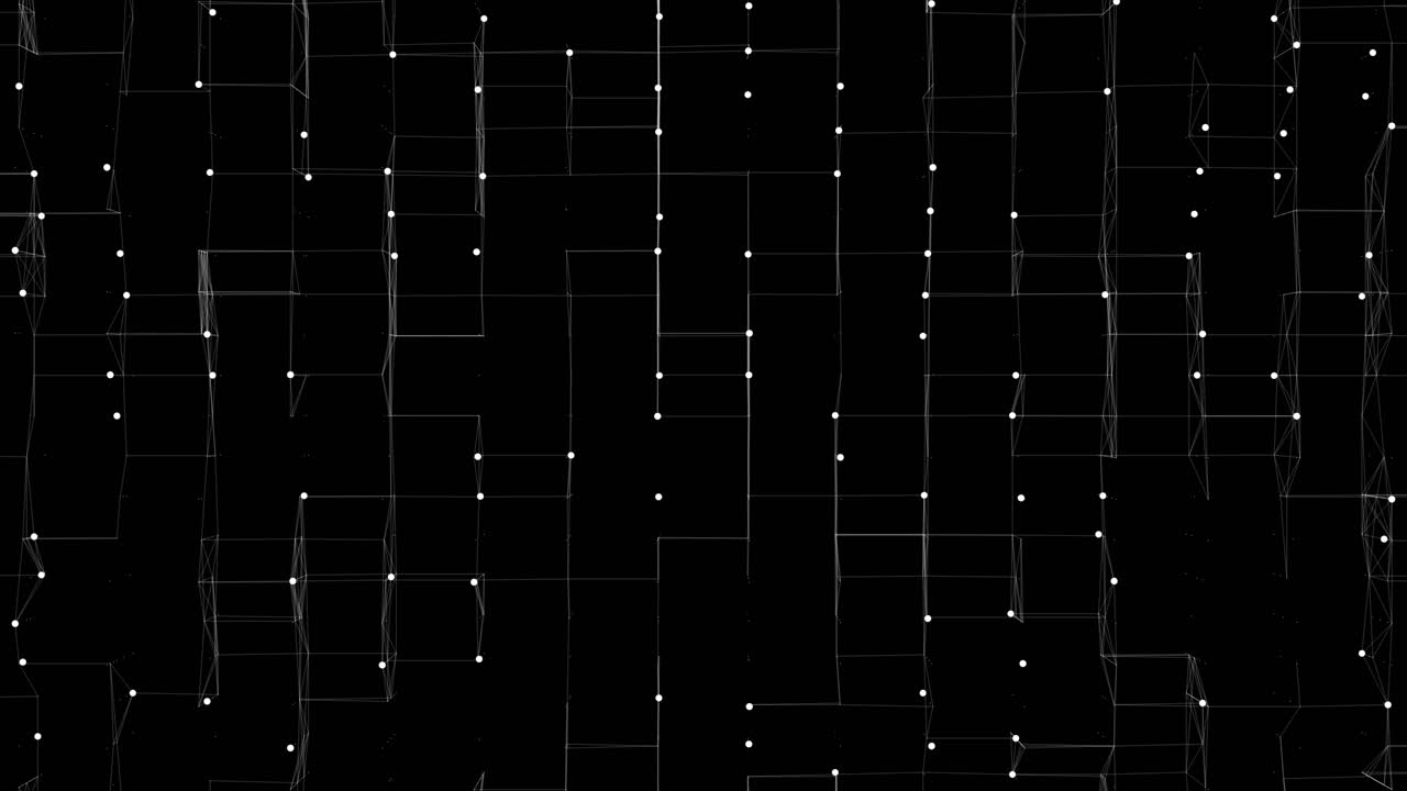Technical grid structure featuring pulsating data points and neural nodes. Ideal for artificial intelligence, quantum processing, and tech overlays