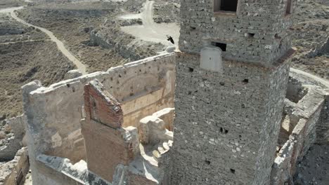 dramatic aerial view of a church destroyed and bombed during the spanish civil war 1936-39