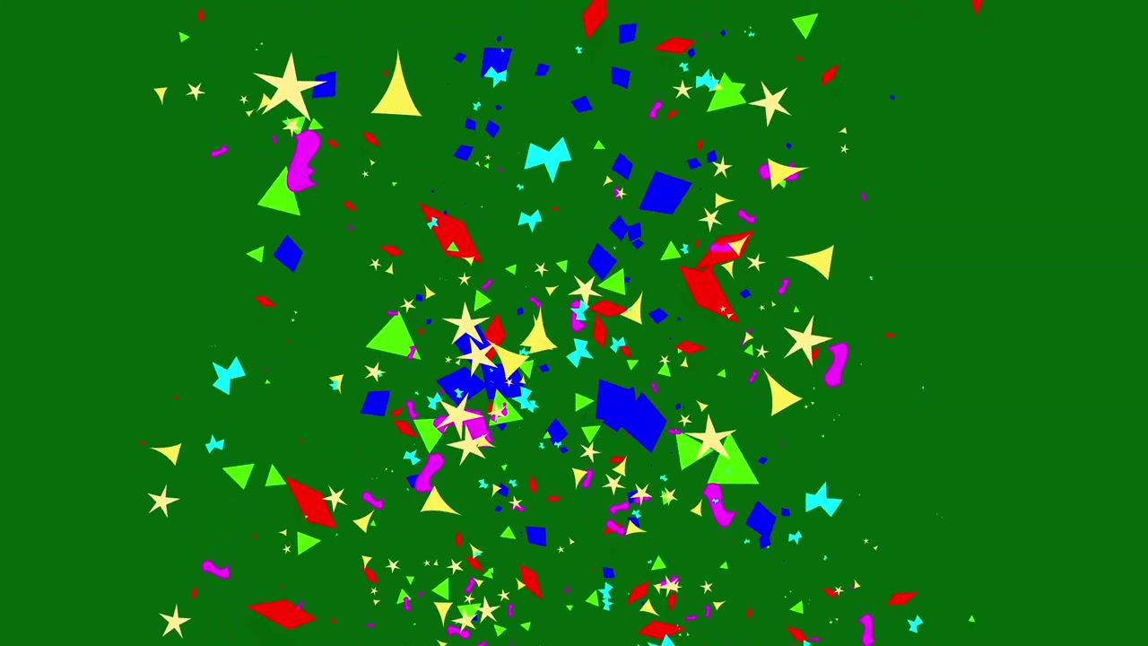 Coriandoli colorati che cadono su sfondo green screen