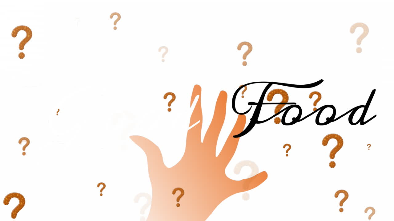 손 위에 음식 텍스트의 애니메이션