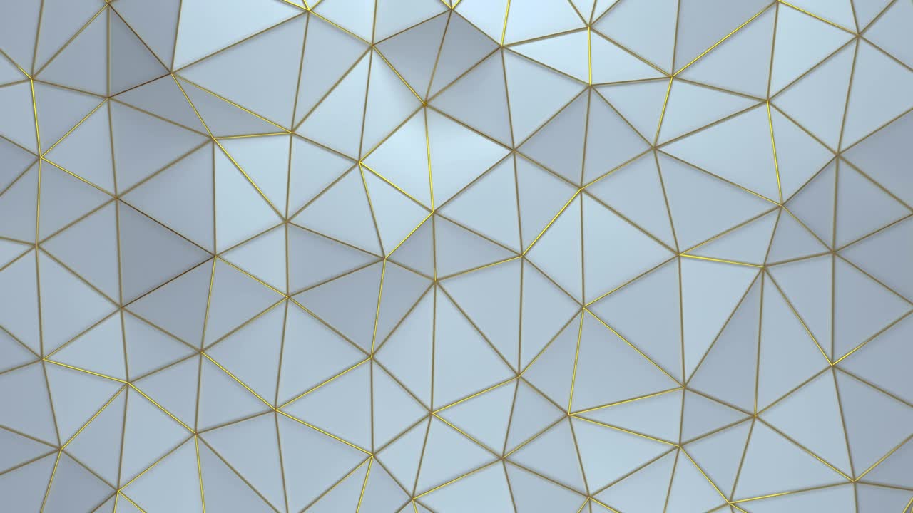 금색 가장자리를 가진 색 다각형 표면 3d 렌더링 원활한 루프 애니메이션