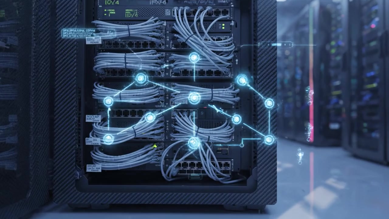 An Insight into Advanced Data Centers: Visualizing Network Connections and Digital Infrastructure Through High-Tech Visual Effects