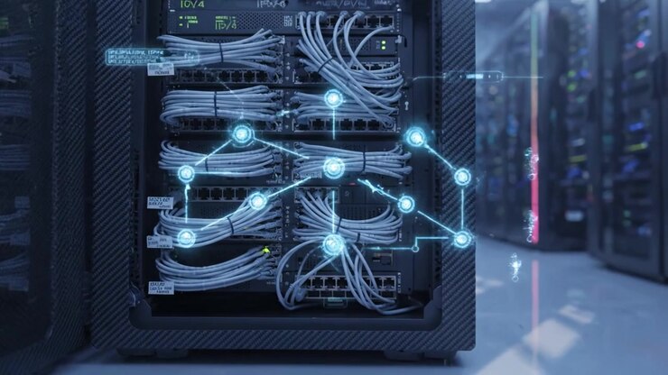 An Insight into Advanced Data Centers: Visualizing Network Connections and Digital Infrastructure Through High-Tech Visual Effects