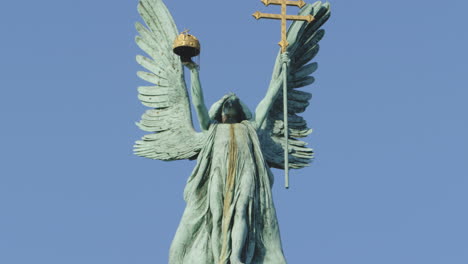 Guarding-Budapest-Archangel-Gabriel-sculpture-at-Heroes-square-Hungary