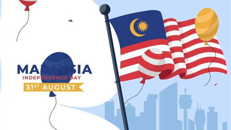 An animation of Flat background for malaysia independence day celebration