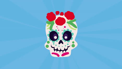 mexican skull head character animation