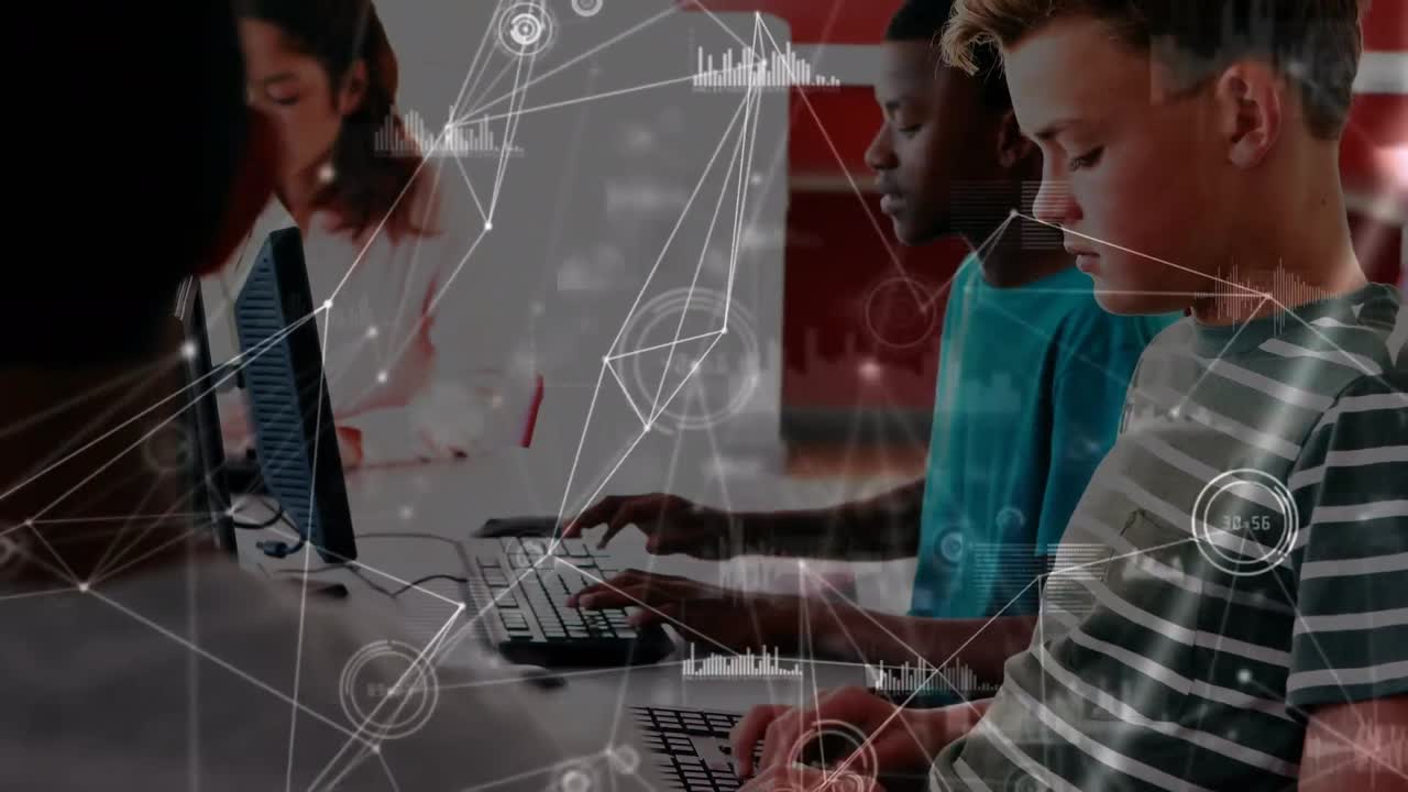 Animation of networks of connections over diverse schoolchildren in classroom