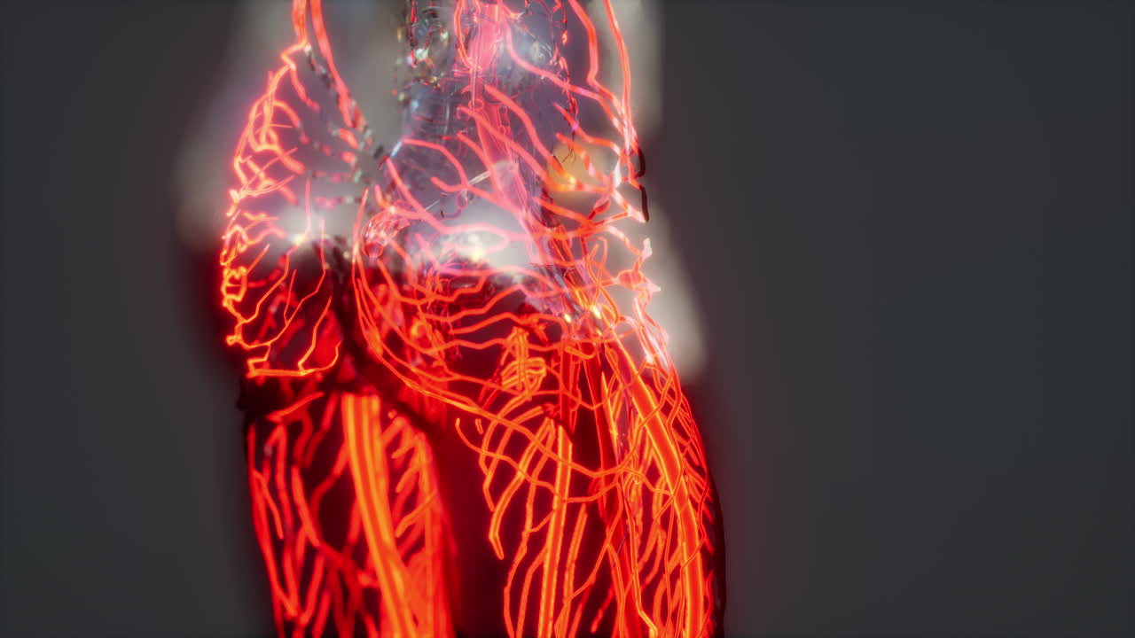 análisis de exploración de la anatomía humana que muestra la circulación sanguínea