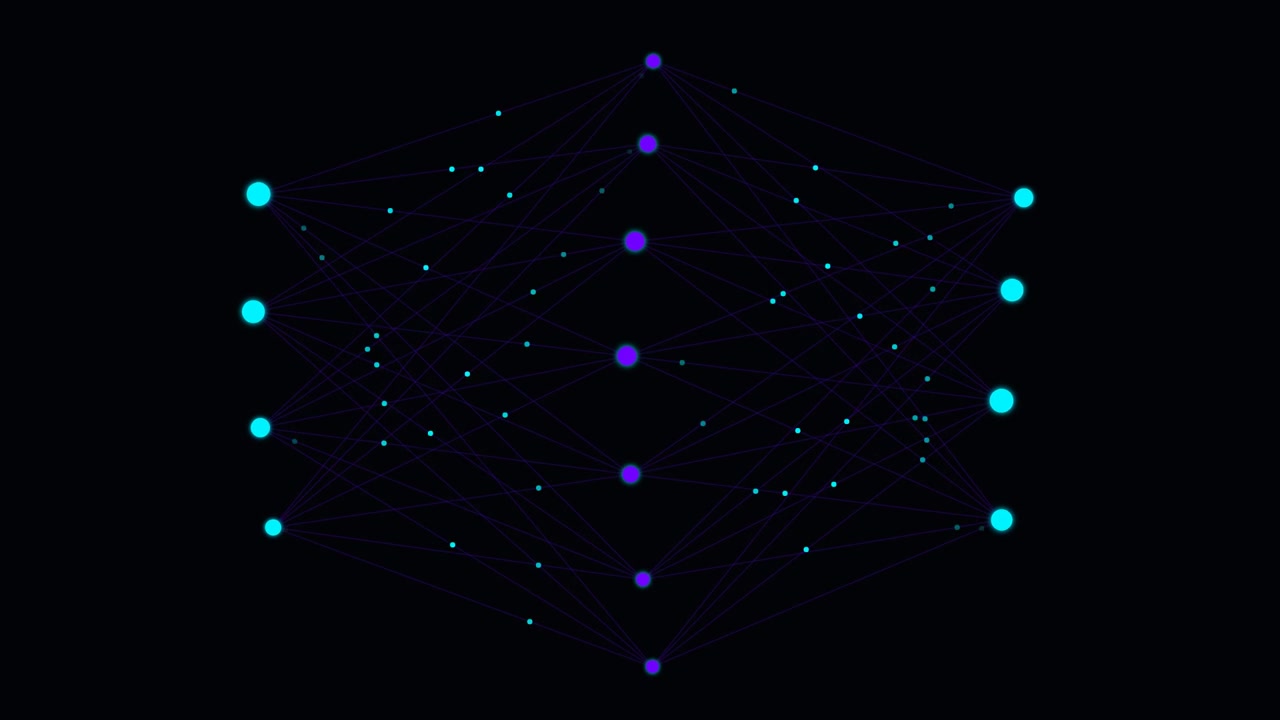 Animated Neural Network Diagram Representing Artificial Intelligence