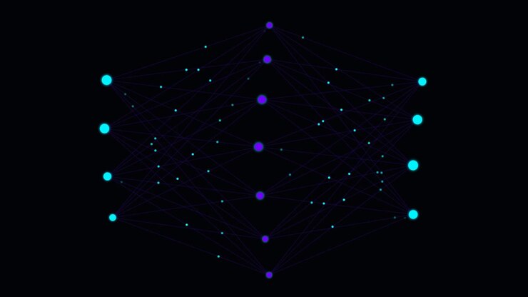 Animert nevralt nettverksdiagram som representerer kunstig intelligens