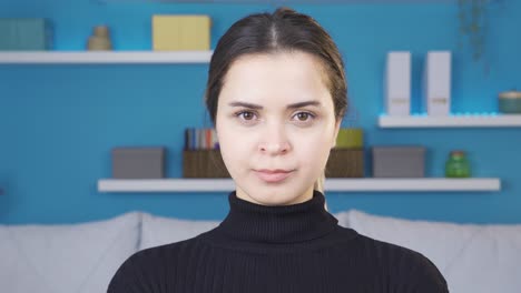 unsuccessful young woman nodding negatively.