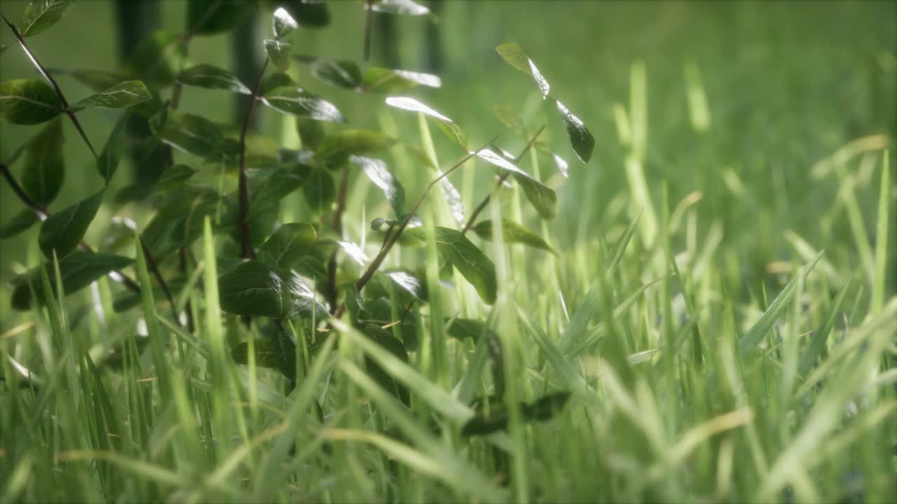 숲 속 의 신선 한 초록 잔디