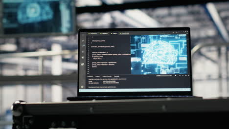 artificial intelligence technology on notebook in industrial data center facility