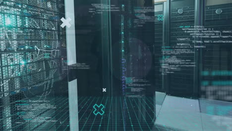 animazione dell'elaborazione dei dati e dei diagrammi sulla sala server