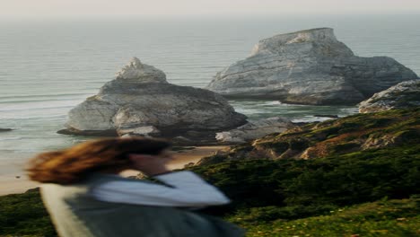 coastal view with woman