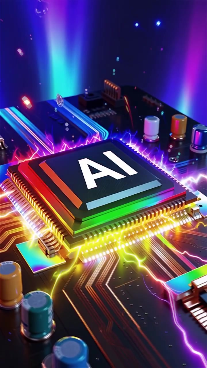 Futuristic AI Chip Motherboard Technology Background