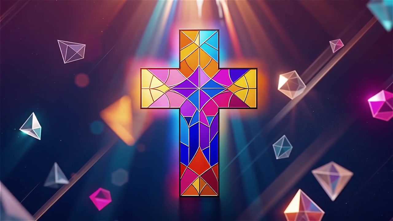 Cruz Cristiana con Luz Celestial, Fondo para Adoración.