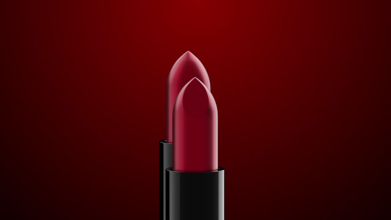 el lápiz labial de color rojo gira sobre un fondo rojo