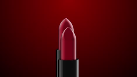 red color lipstick rotate on red background