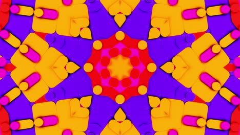 patrón abstracto colorido con flor amarilla y rosa. caleidoscopio vj bucle