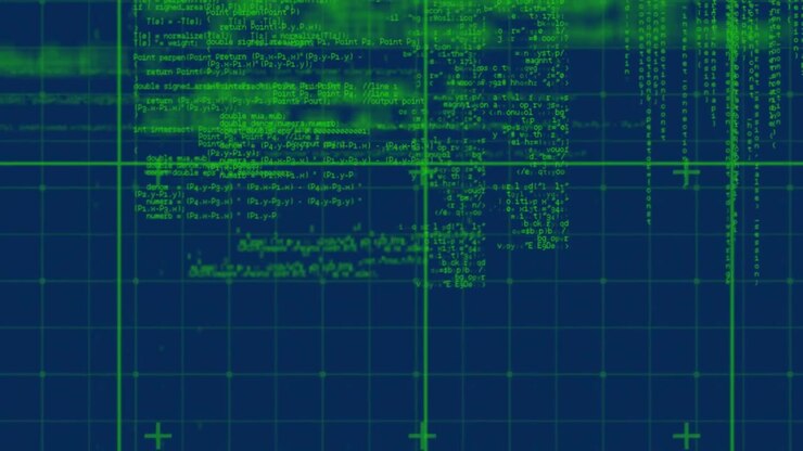 Animation of data processing on navy background