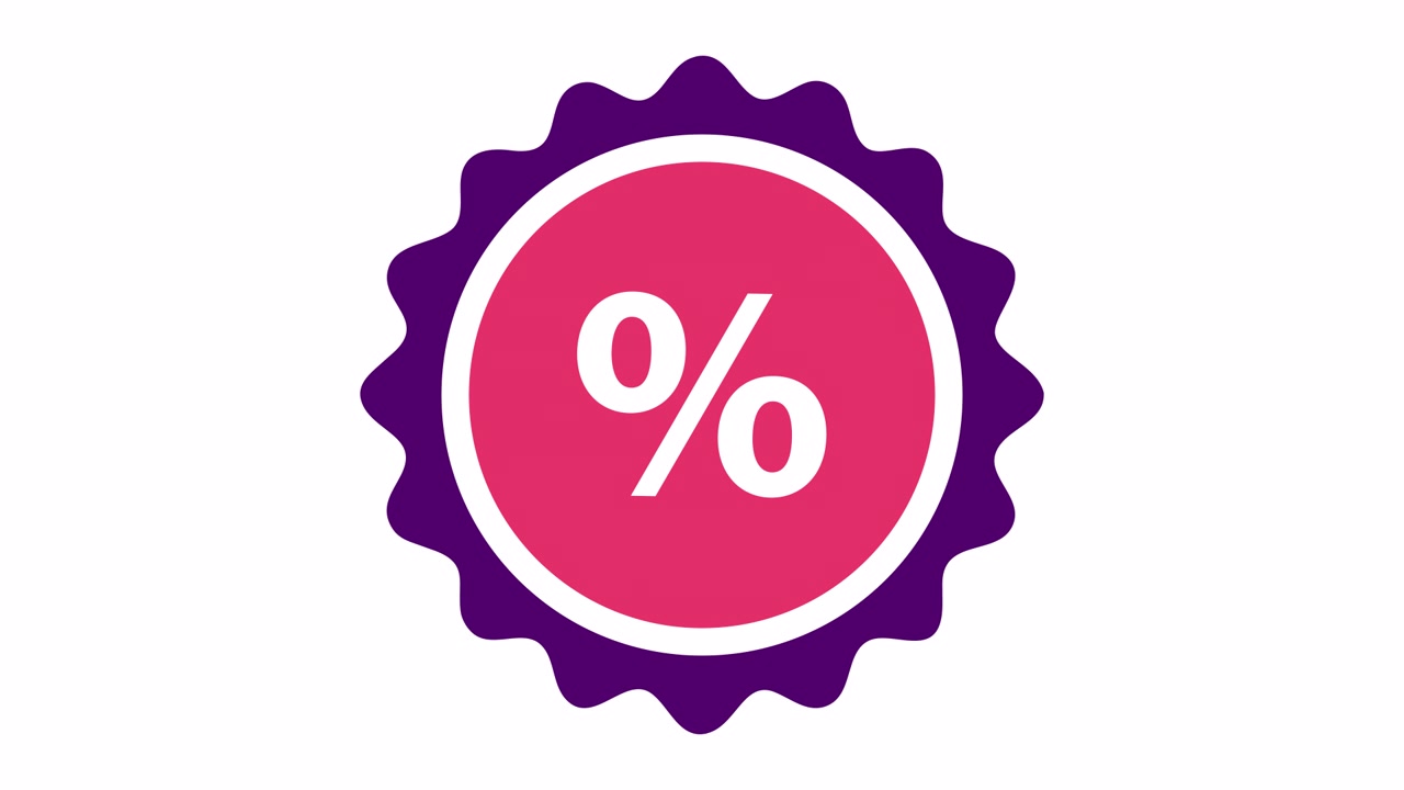 Simbolo percentuale animato su badge circolare