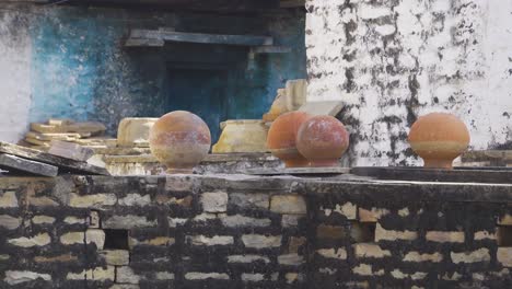 old historical building structure called havelis in a rural village of gwalior madhya pradesh india