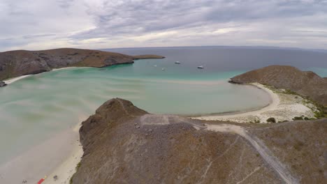 aerial full panoramic of balandra beach, baja california sur