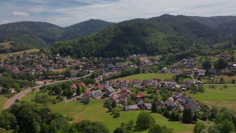 aerial footage of small german town landscape