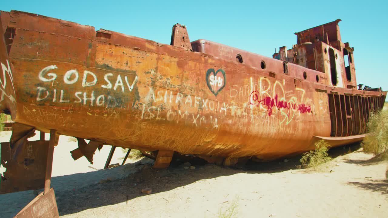 Aral Sea desert Sea Ships remains at Muynak Karakalpak Uzbekistan Soviet era 20 of 50