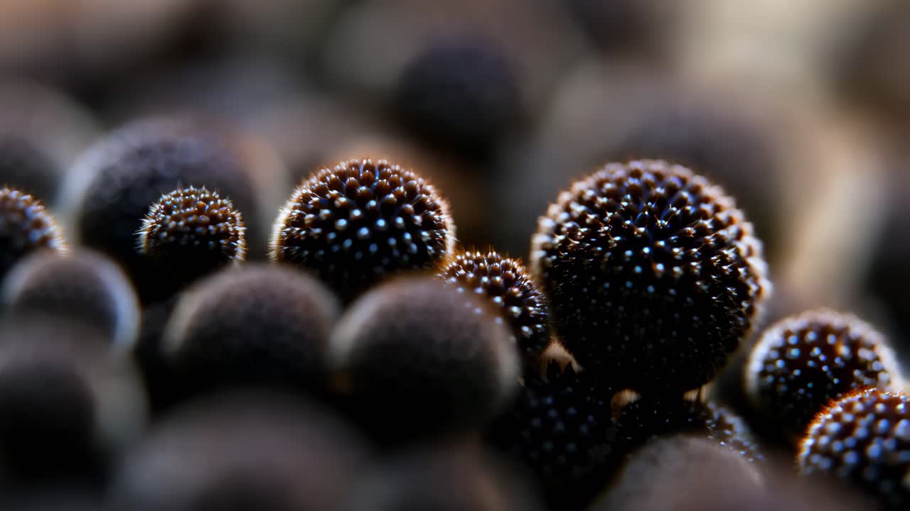 작고 어두운 갈색의 니가 있는 씨 어리들의 클로즈업