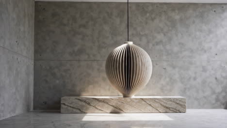 modern minimalist interior design with concrete wall and wooden pendant lamp
