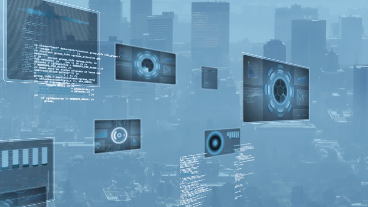 animazione di scansioni e elaborazione dei dati sul paesaggio cittadino