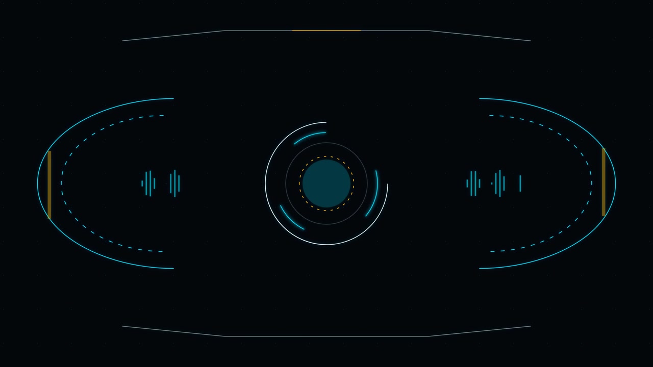 Futuristic Digital HUD Interface with Pulsing Audio Visualizer