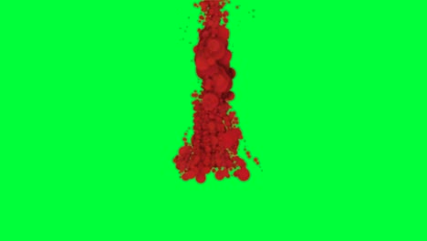 salpicaduras de líquido rojo en pantalla verde