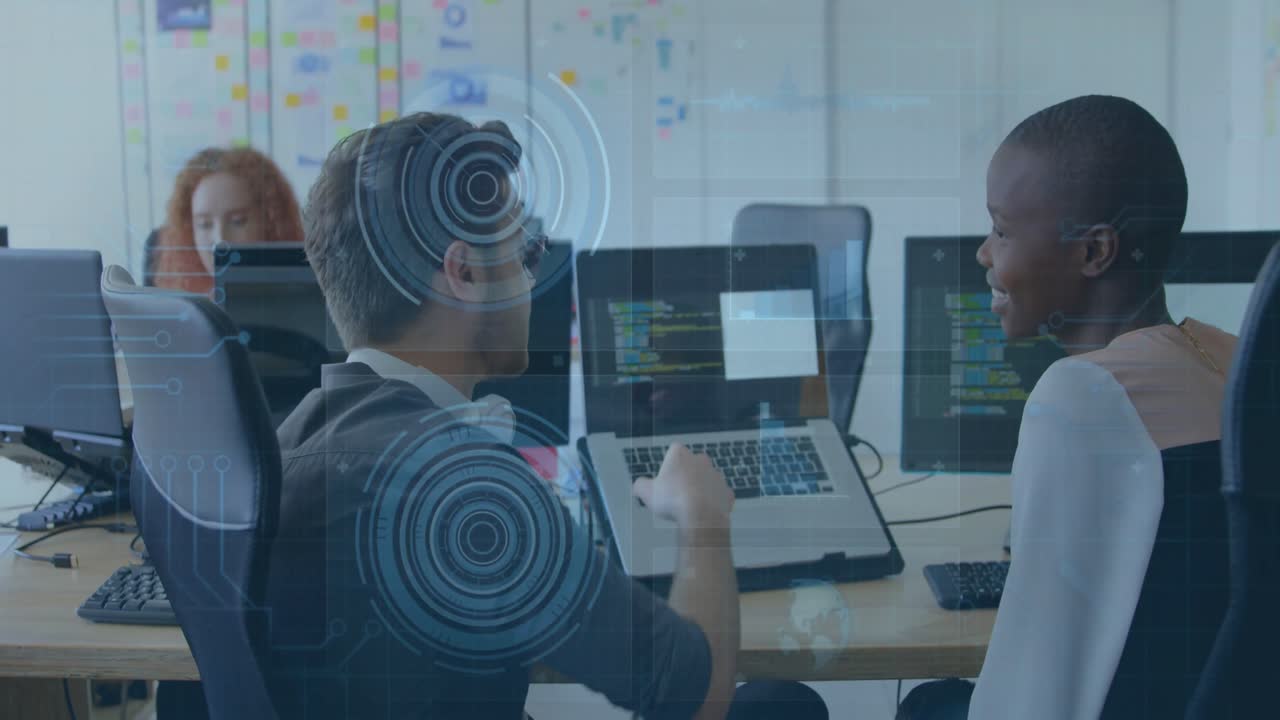 Animation of scope scanning and data processing over diverse business people